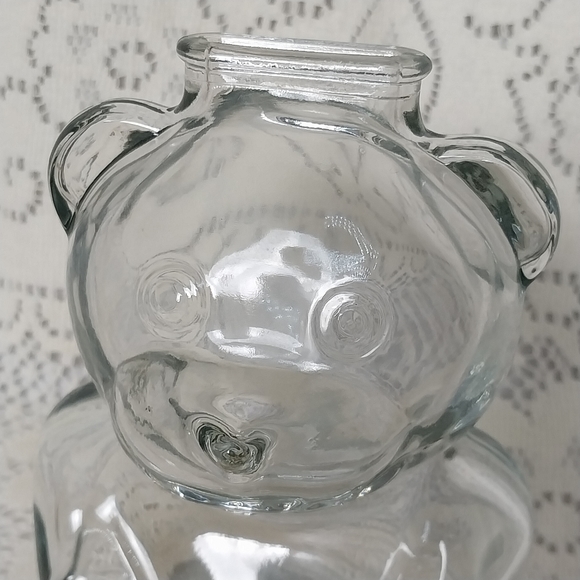 Anchor Hocking Glass Teddy Bear Penny Coin Bank Clear Vintage 6" 80s 90s - Picture 7 of 8